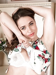 A grey sofa finds a naked Olga Cabaeva today