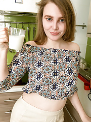 Amateur wife Zmalta with hairy big bush pussy gets naked in the kitchen