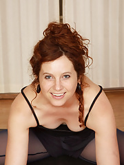 Horny Fiona stretches her muscles and her pussy