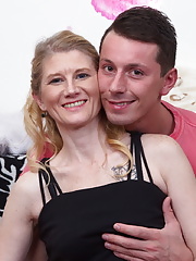 Horny housewife playing with her toy boy