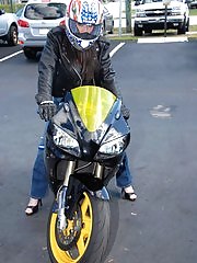 Hot big tits biker babe gets pounded against her motorcycle
