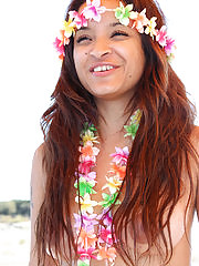 Island girl Vera Waang slips off her coconuts while sailing