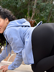 Latina MILF Liv Revamped flashing her petite body in public park