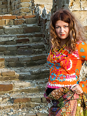 Mature with hairy pussy & small tits outside