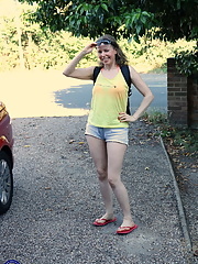 Naughty blonde Alexia decides to present her hot body to her neighbors