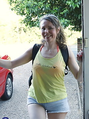 Naughty blonde Alexia decides to present her hot body to her neighbors