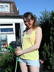 Naughty blonde Alexia decides to present her hot body to her neighbors