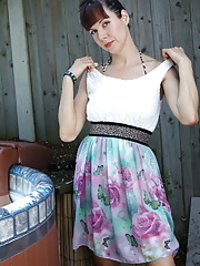 Naughty British housewife playing at the hottub