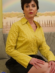 Naughty mature wife spreading shaved and pierced pussy