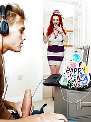 Redheaded mom Jasmine James sucking and fuck a fat dick