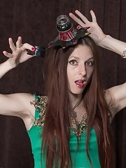 Skinny chick with tiny tits and hairy twat Evane Nordstern teases in a solo