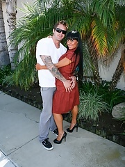 Tanned latina Mahina Zaltana with hot tits takes a stiff rod deep in pussy