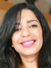 Pierced Dark Haired Mature Amelia Belle Posing For The Cam In The Kitchen