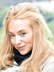 Cute Blonde Honey Blossom With Skinny Body Flashes Her Fakes On A Cold Day