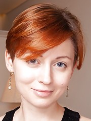 Redhead Ginta Wearing A Sexy Black Dress Strips To Masturbate