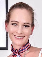 Stewardess MILF Naked On Sofa And Masturbating