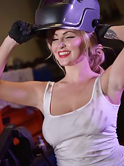 Sexy Mature Georgie Lyal In Mechanic Uniform Gets Hard Fucked