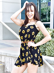 Brunette Sexy Fit Milf Lexi Luna In Dress Nude In Public